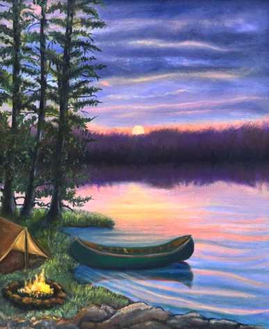 Smoky Dreams Sunset, Oil on Canvas, 24h x 18w Framed,$725